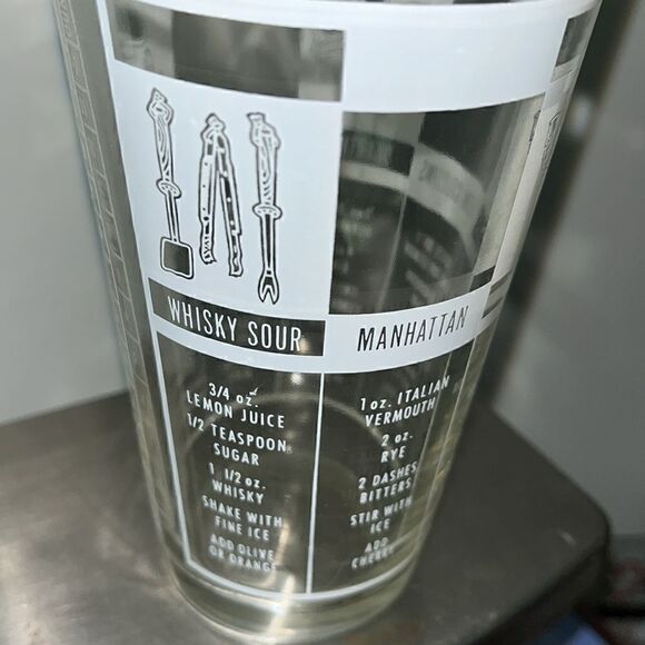 Vintage Mixed Drink various Cocktail Recipe 16oz. Pint Glass Tumbler Barware set - Picture 4 of 4